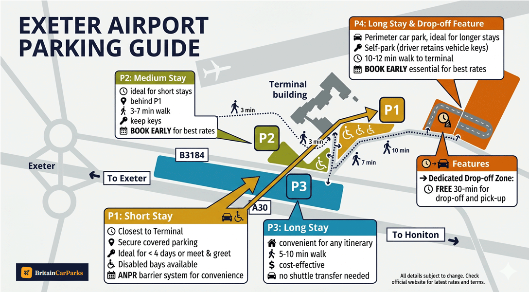 exeter airport parking map and guide