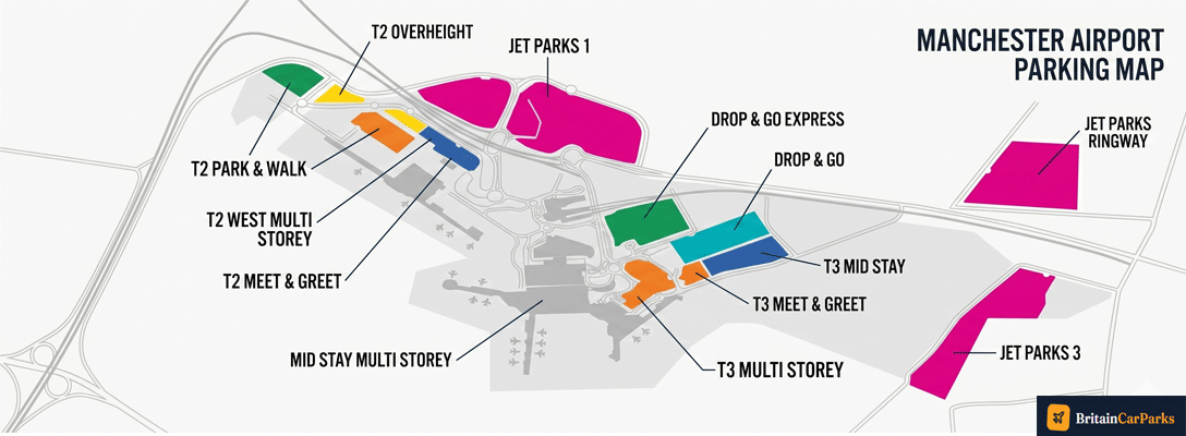 manchester airport parking map