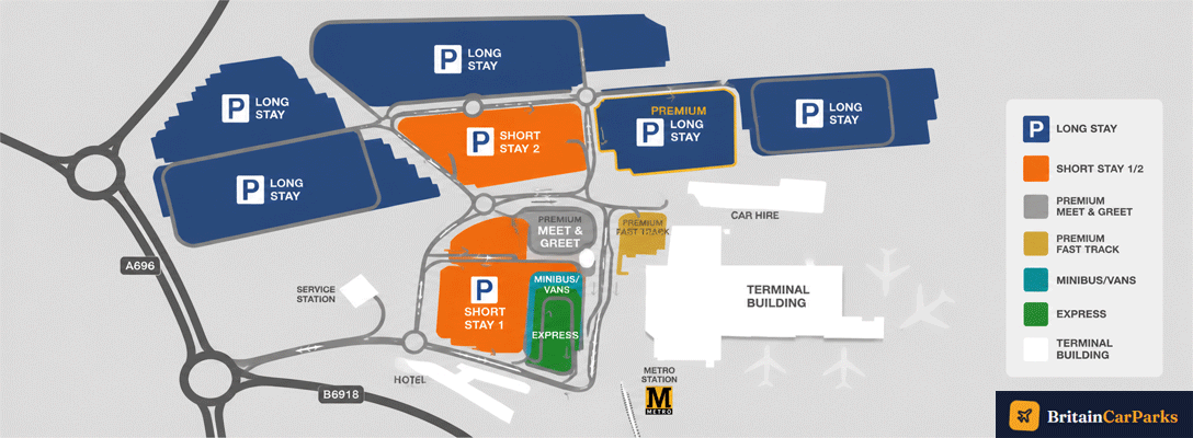 newcastle airport parking map