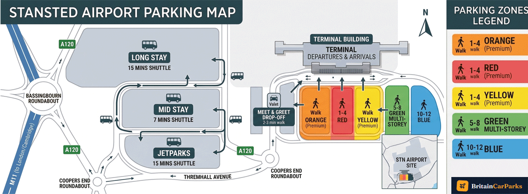 stansted airport parking map
